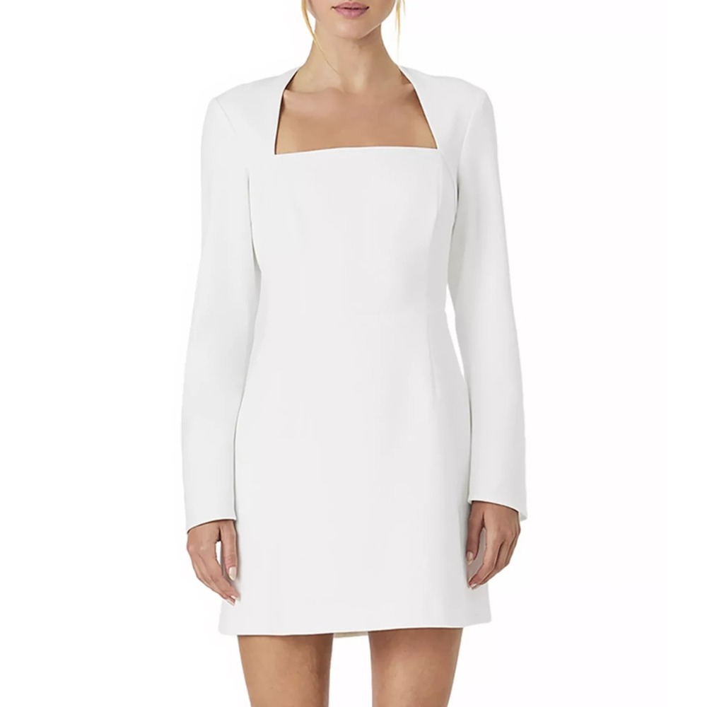 French‎ Connection Whisper Long Sleeve Mini Dress Size 6 Summer White Minimalist